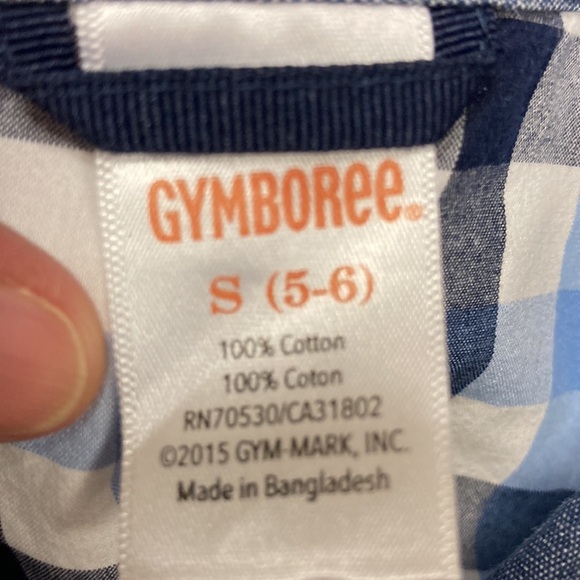 Gymboree navy light blue white plaid short sleeve button down small 5/6 - Picture 6 of 6
